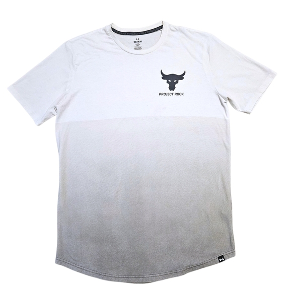 Under Armour Project Rock Gradient Tee Mens Medium White Gray Loose Fit Casual - Picture 1 of 11